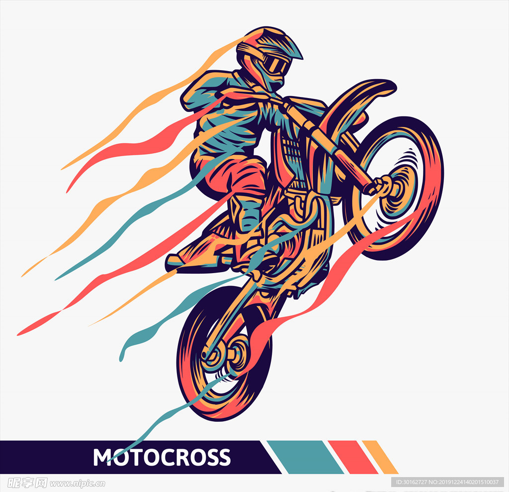 创意摩托车赛车手插画插图