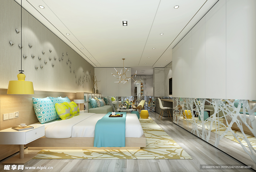 卧室效果图 室内设计 现代 简