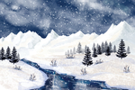 冬季雪景插画图案
