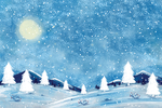 冬季雪景插画图案