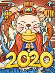鼠年国潮插画鲤鱼2020年大吉