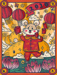 鼠年国潮插画2020年鼠年大吉