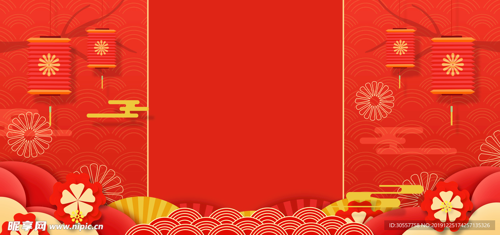 红色喜庆新年背景图.