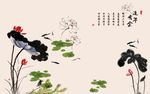 水墨画  荷花   背景墙
