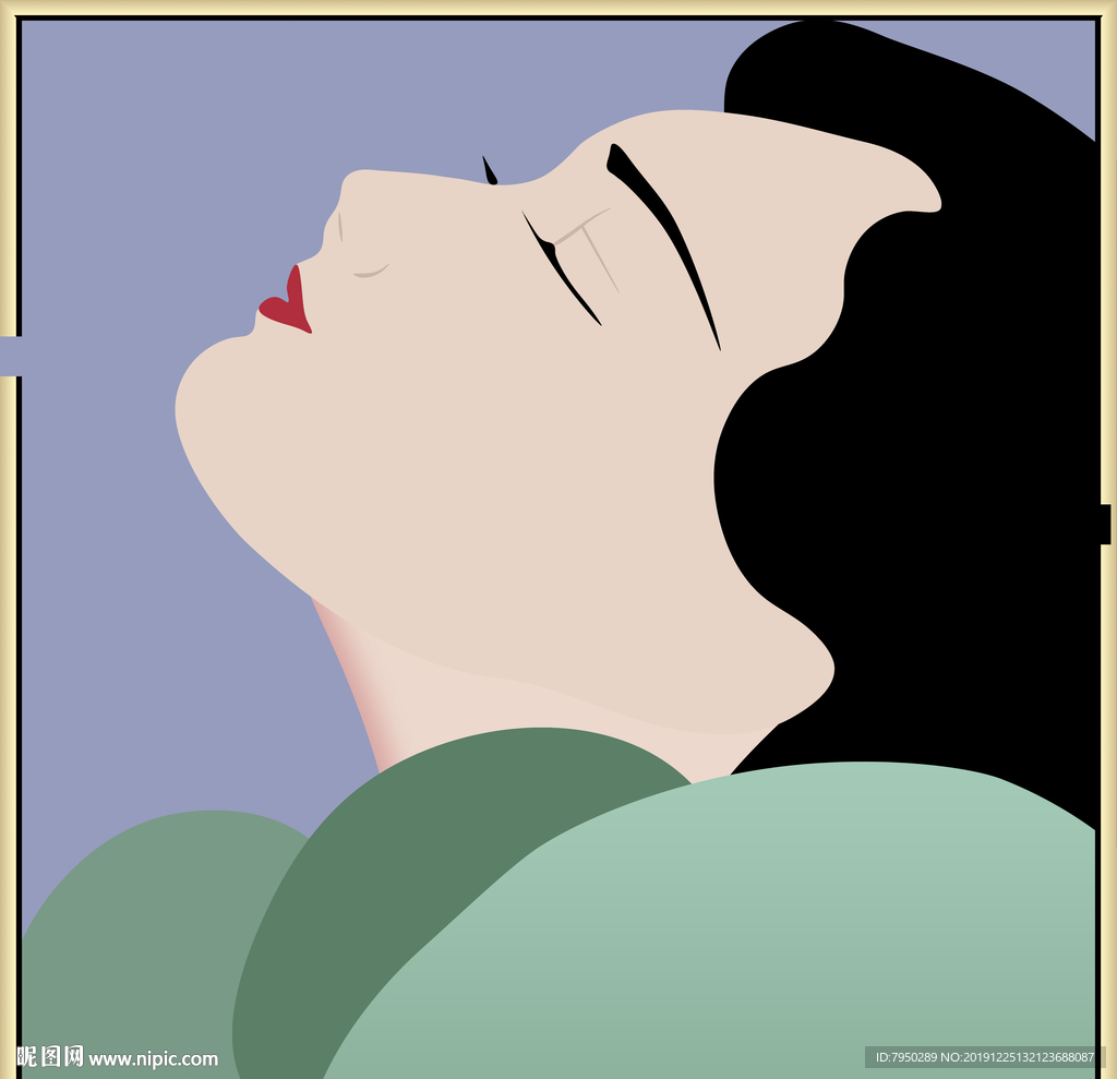 手绘北欧女郎装饰画