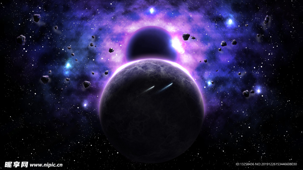 彩色宇宙星球炫光背景