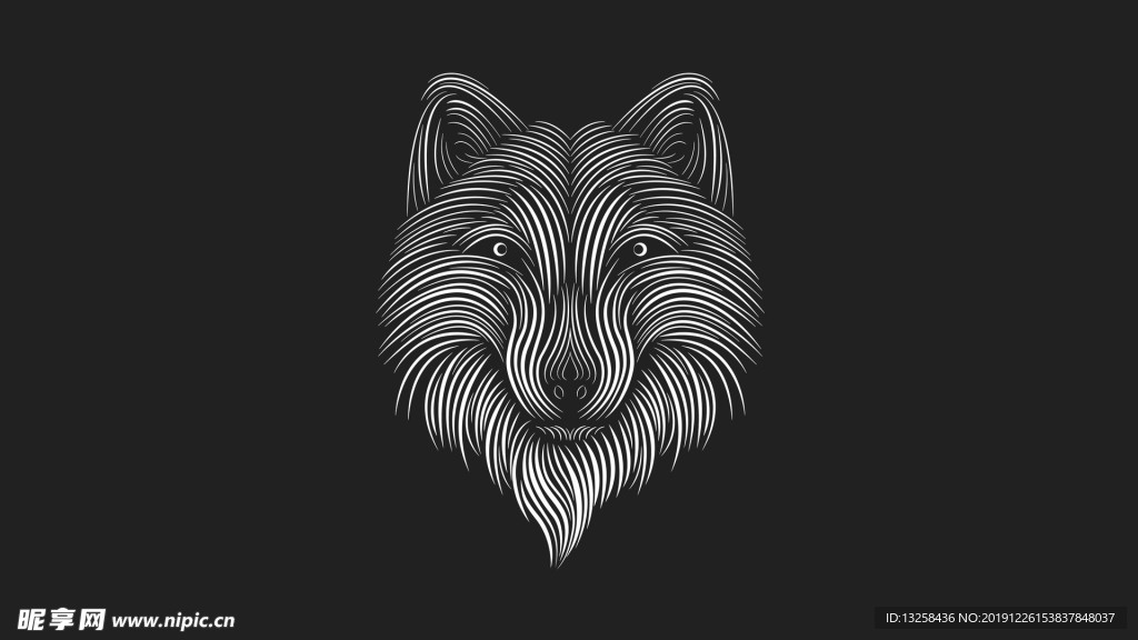 狼头插画黑色背景