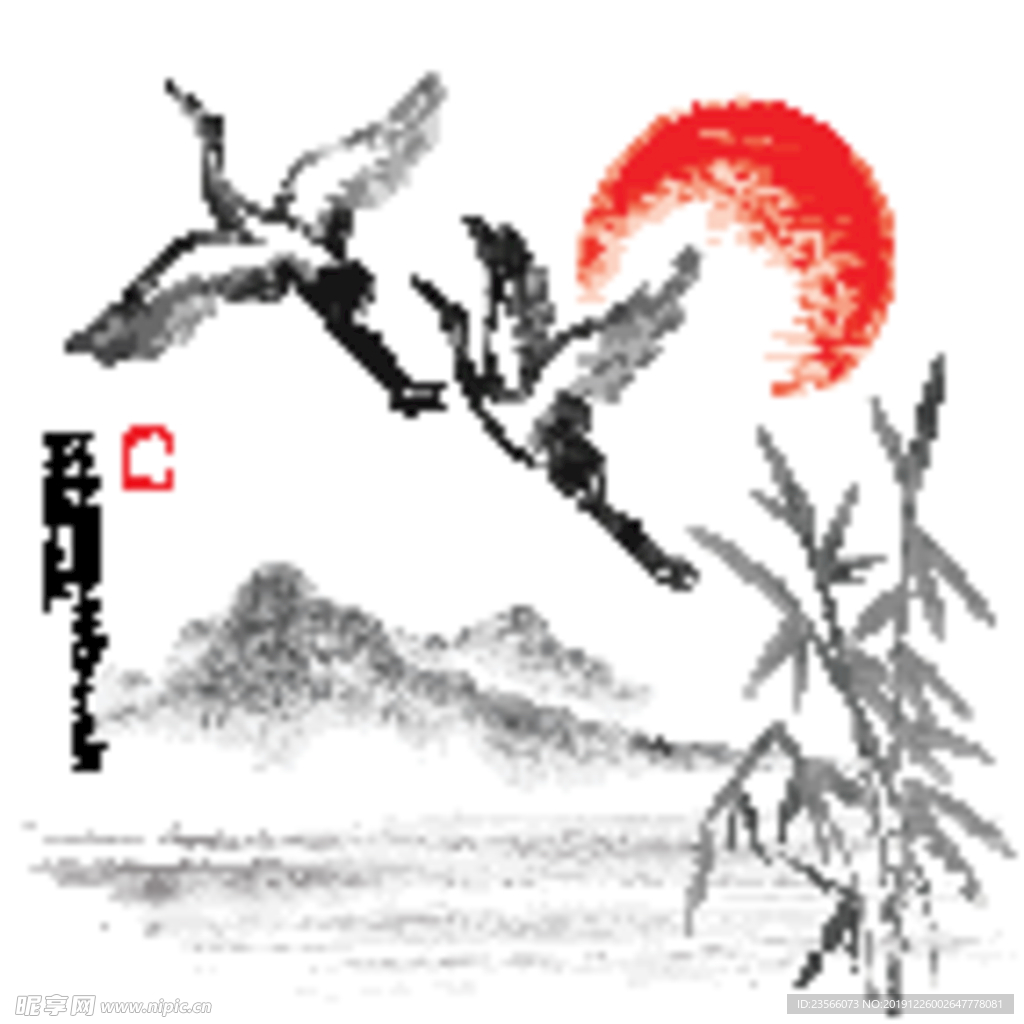 中国风传统水墨风景画