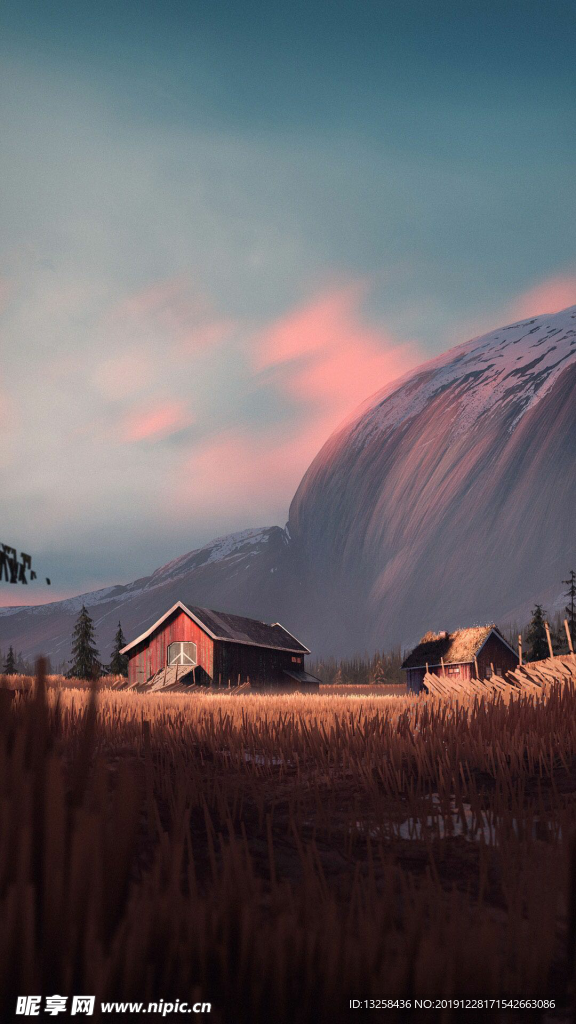 彩色风景插画天空背景