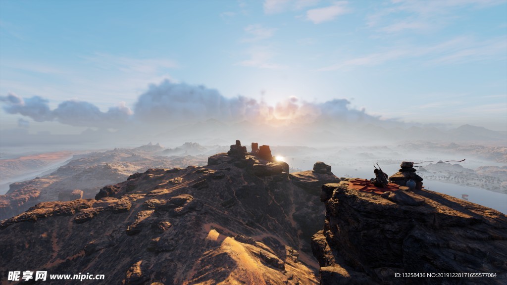 群山阳光天空云彩风景