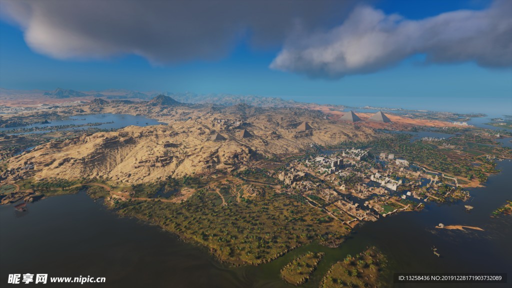 群山河流天空云彩风景