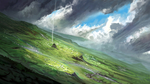 彩色风景草原插画背景
