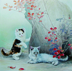 红叶双猫