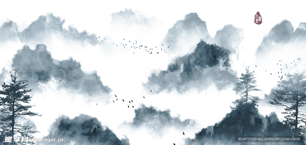 高清水墨绘画风景画