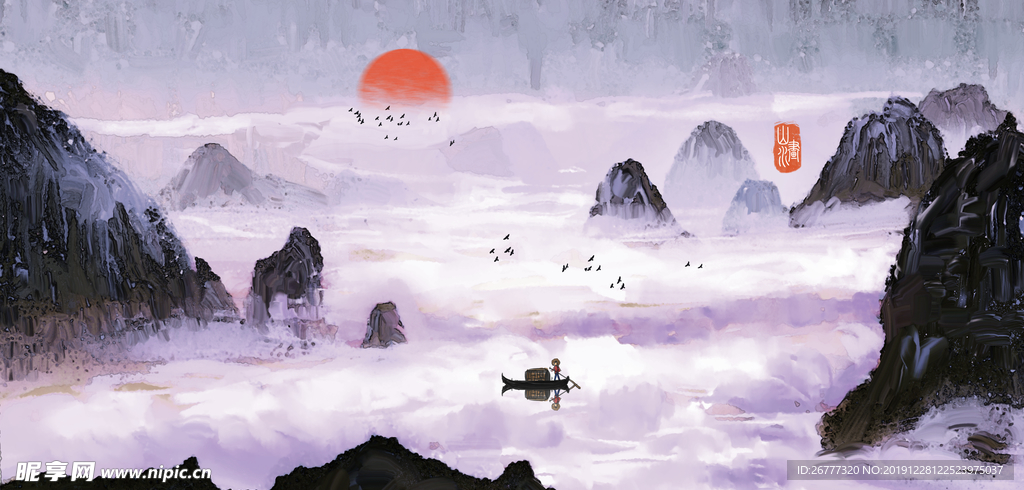 高清水墨绘画风景画