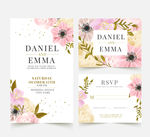 粉色花卉婚礼卡片