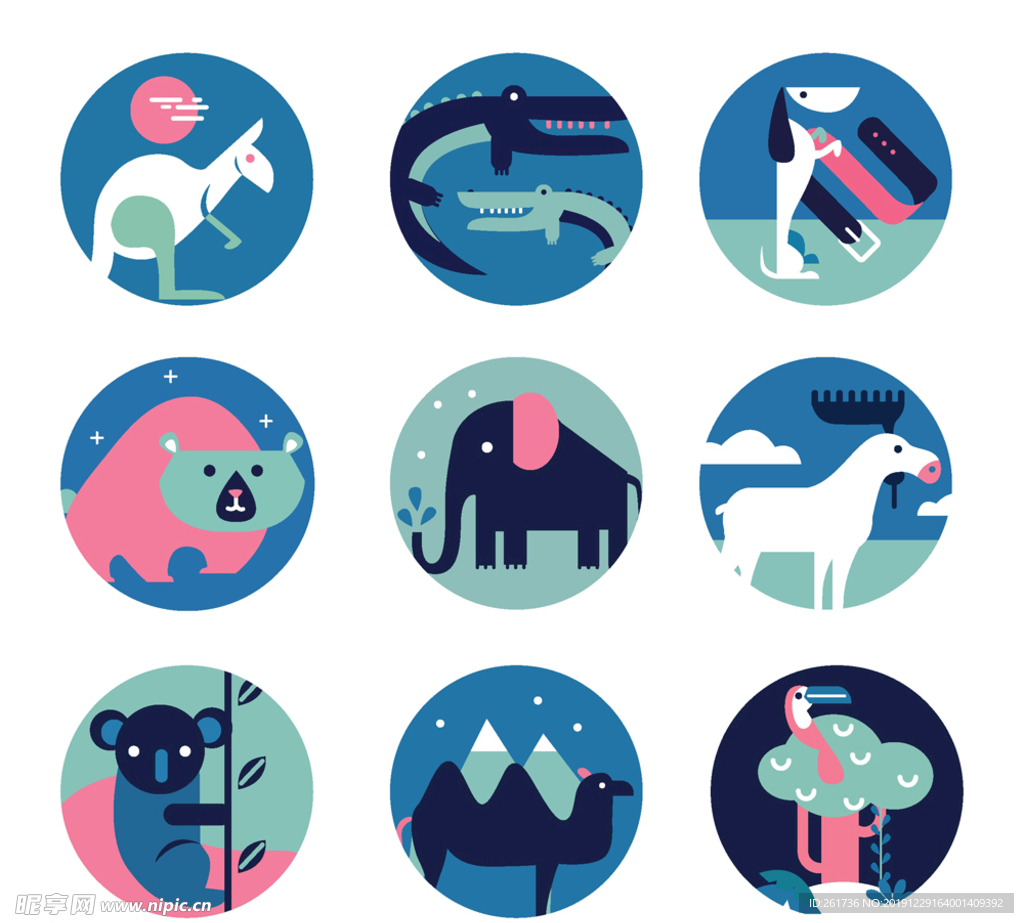9款抽象野生动物图标