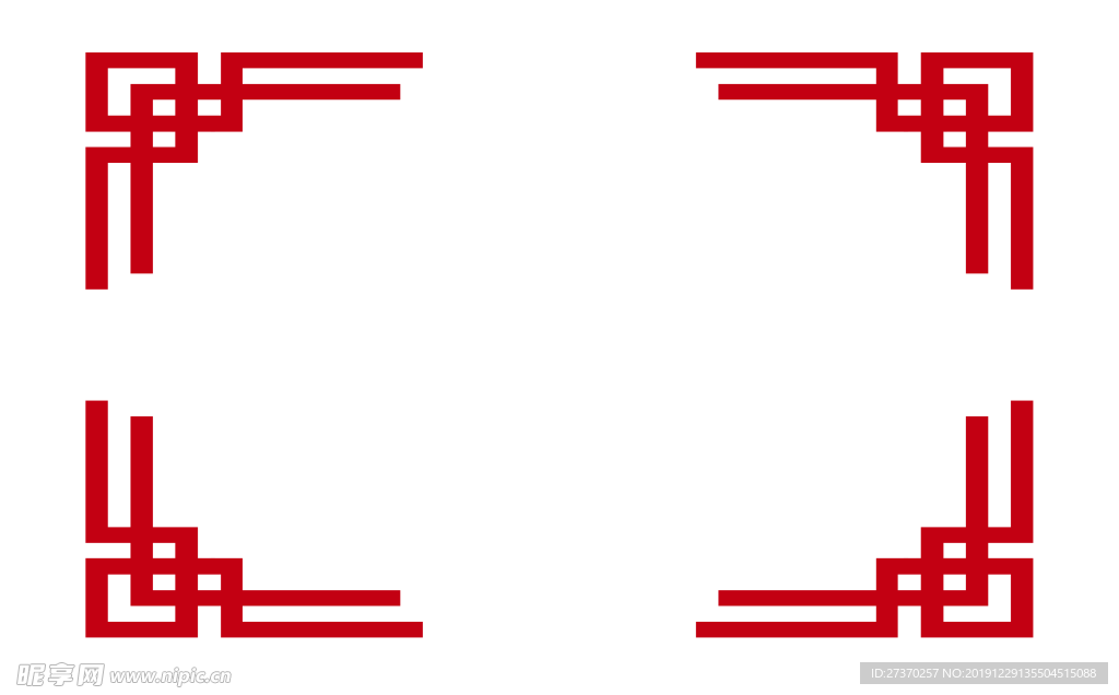 中国风红色边框线条手抄报元素