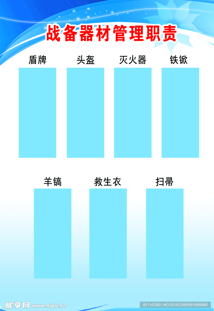 战备器材管理卡
