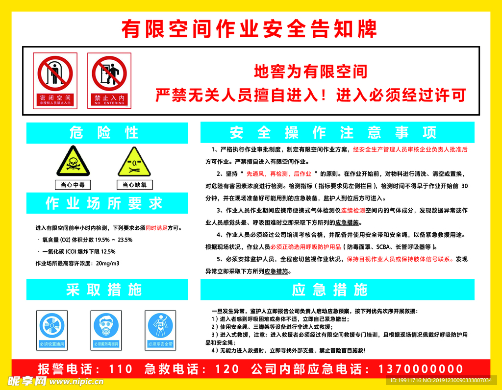 有限空间安全告知牌