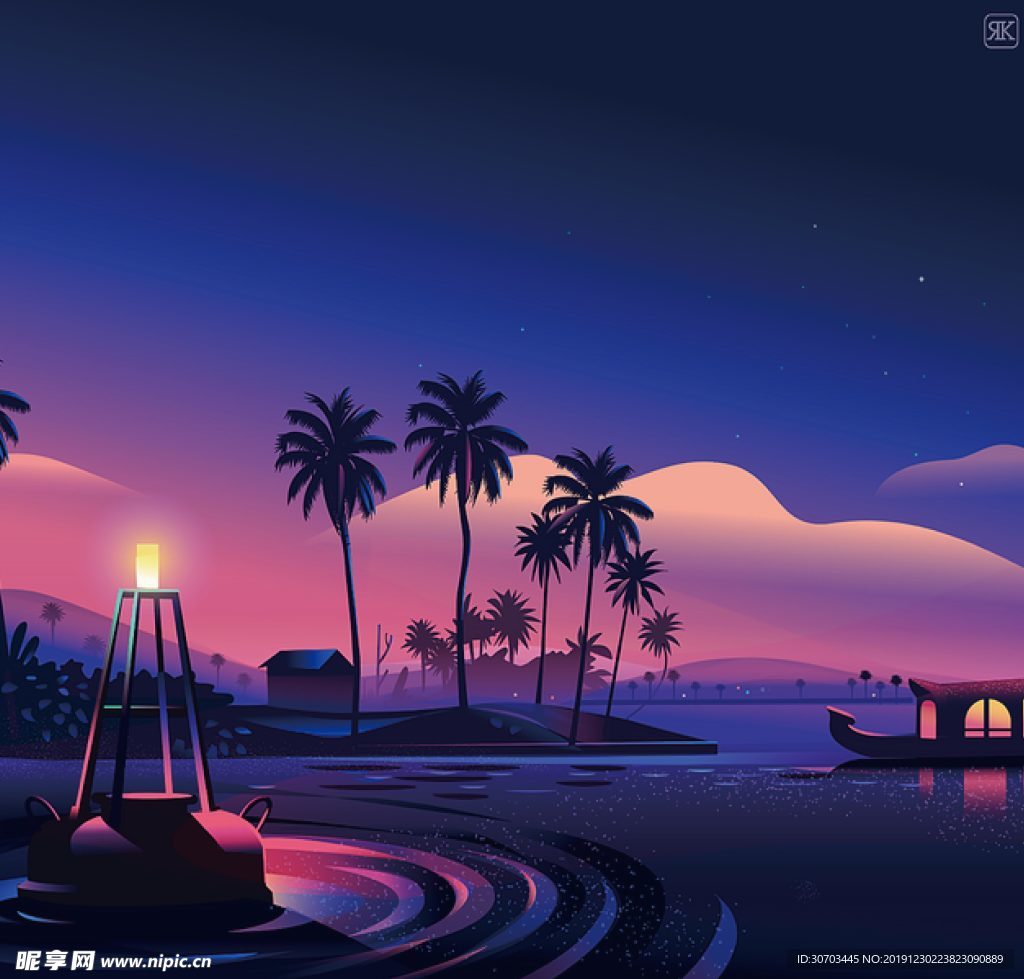 晚上湖面