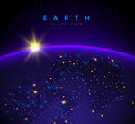 美丽夜晚太空中的地球