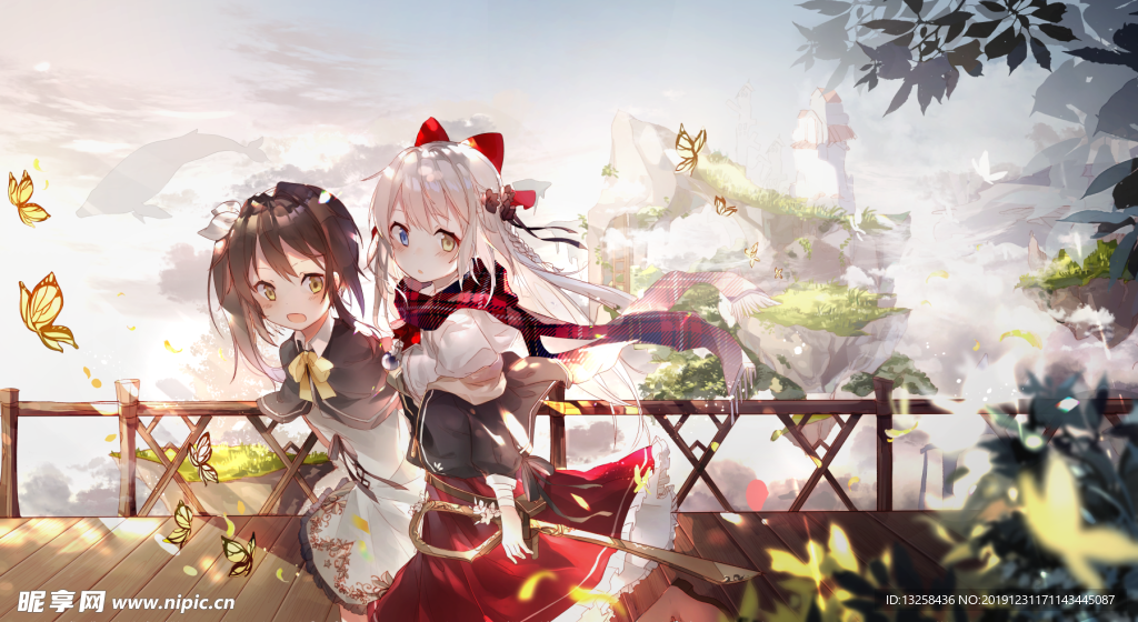 彩色插画人物动漫背景