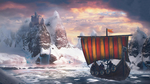 彩色大海插画帆船背景