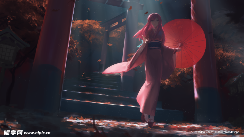彩色插画人物动漫背景