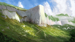 彩色风景山坡天空插画