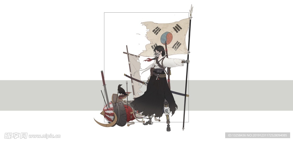 彩色插画人物动漫背景