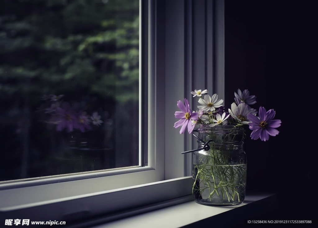 窗台花朵花瓶背景