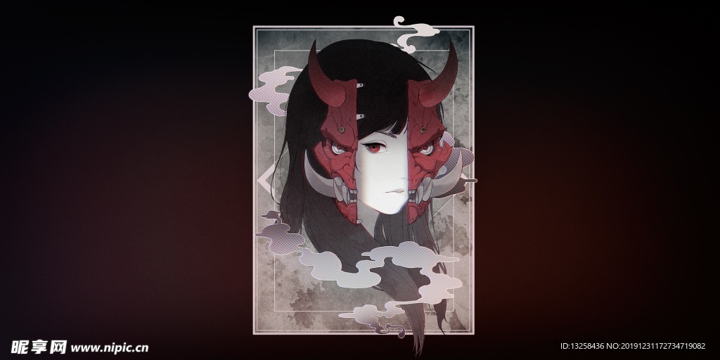 彩色插画人物动漫背景