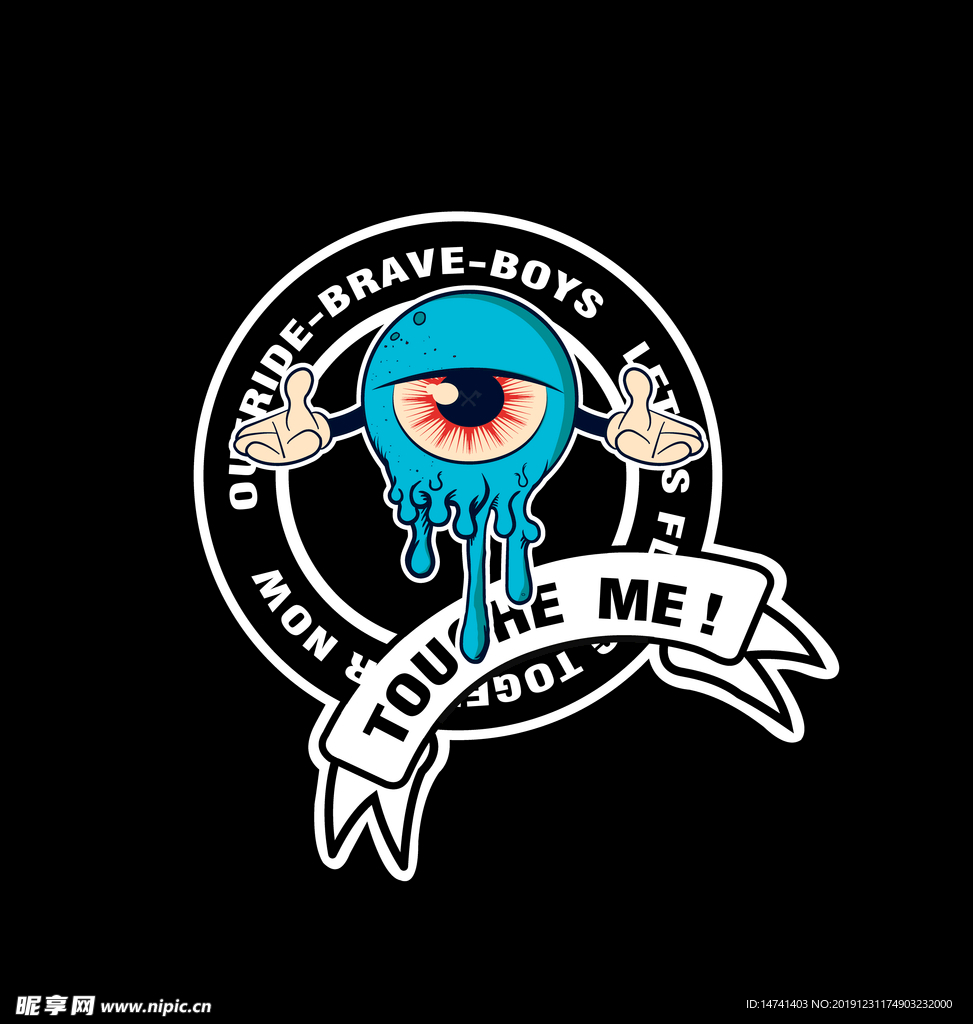 可爱液滴眼球人圈圈英文标志图案