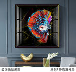 孔雀鱼新中式玄关晶瓷画