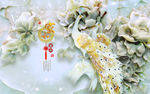 家和富贵玉雕孔雀电视背景墙