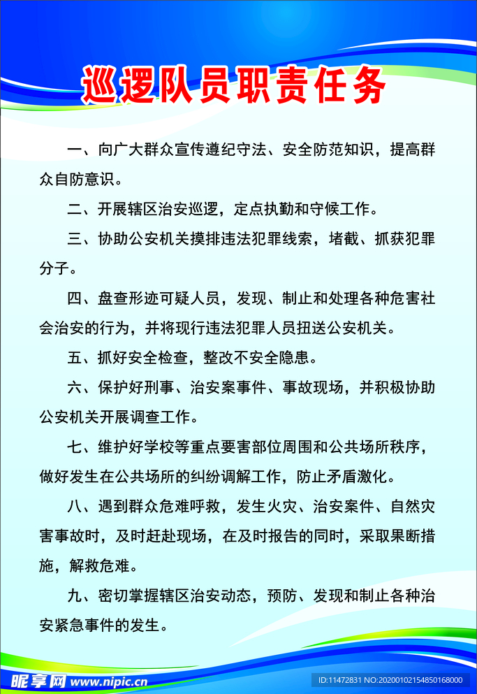 巡逻队员职责任务