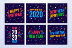 6款2020年彩色新年快乐卡片