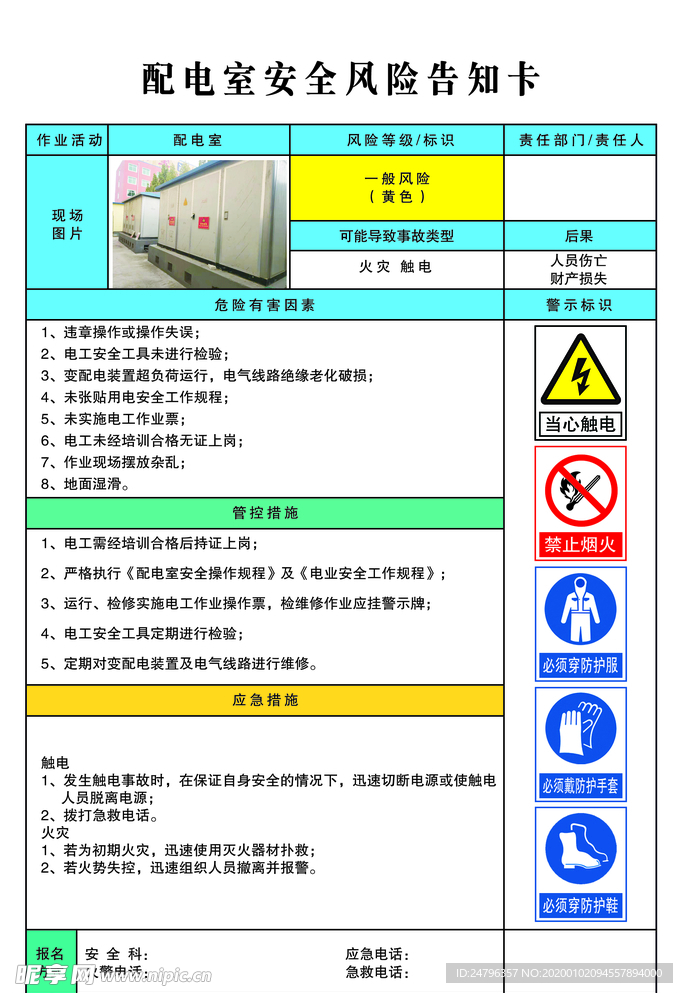 配电室安全风险告知卡