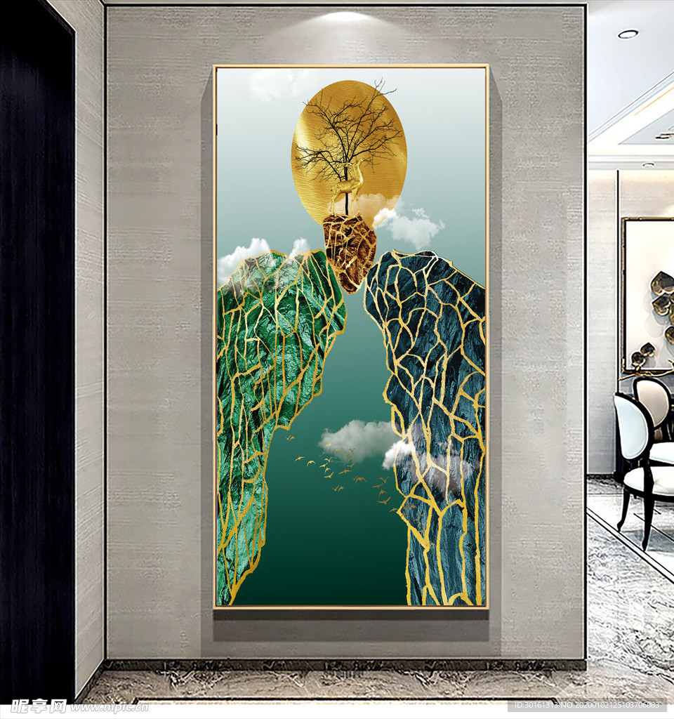 麋鹿玄关画