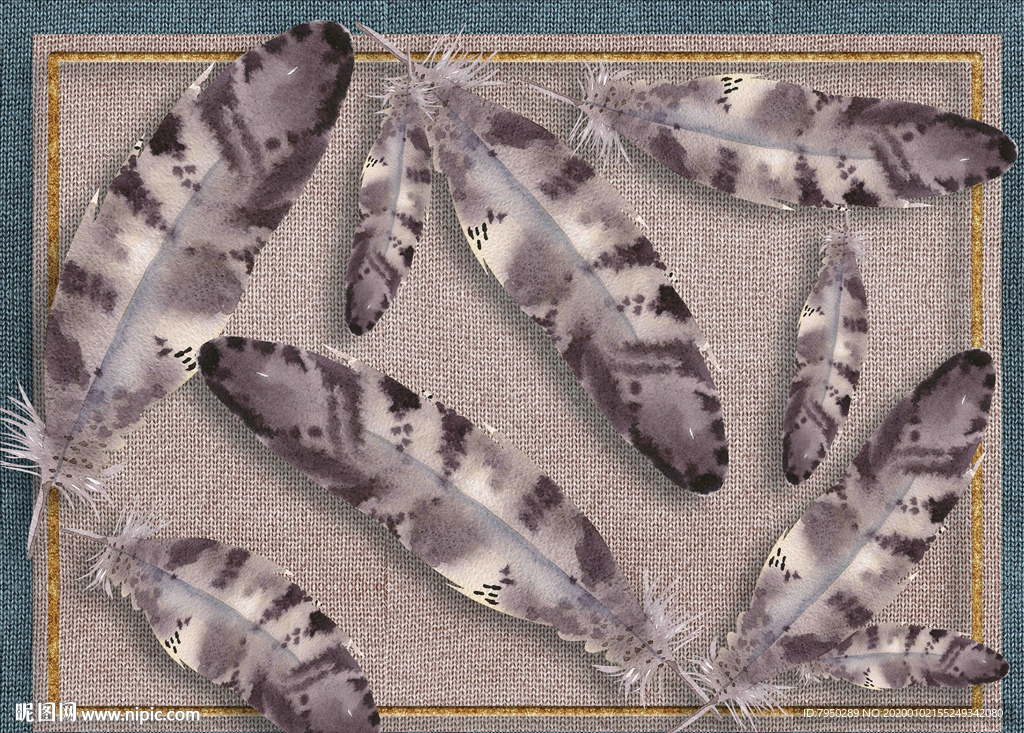 北欧羽毛几何地毯