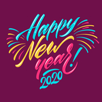 彩绘2019新年快乐艺术字矢量