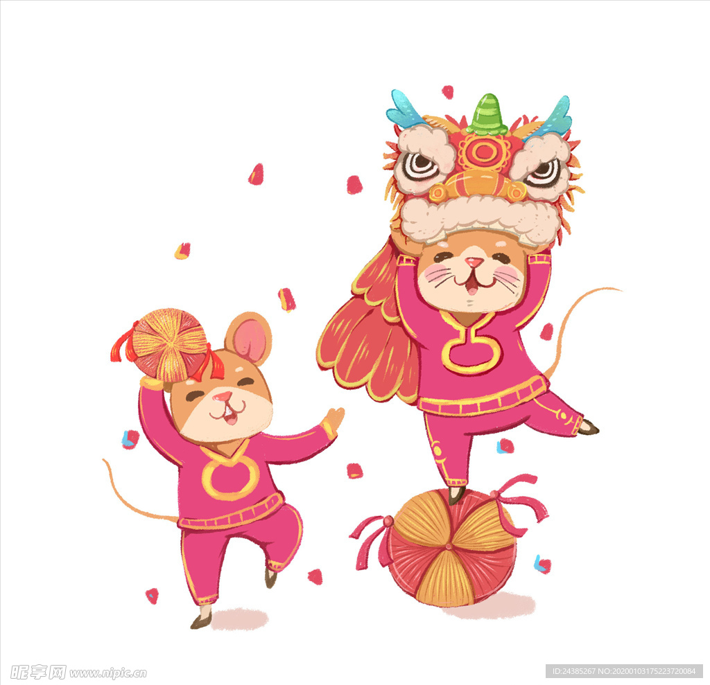 舞狮子插画