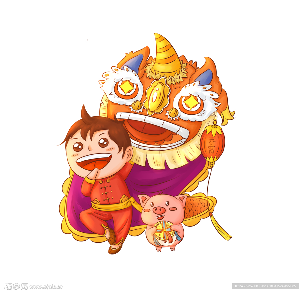 舞狮子插画