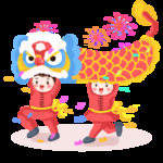 舞狮子插画