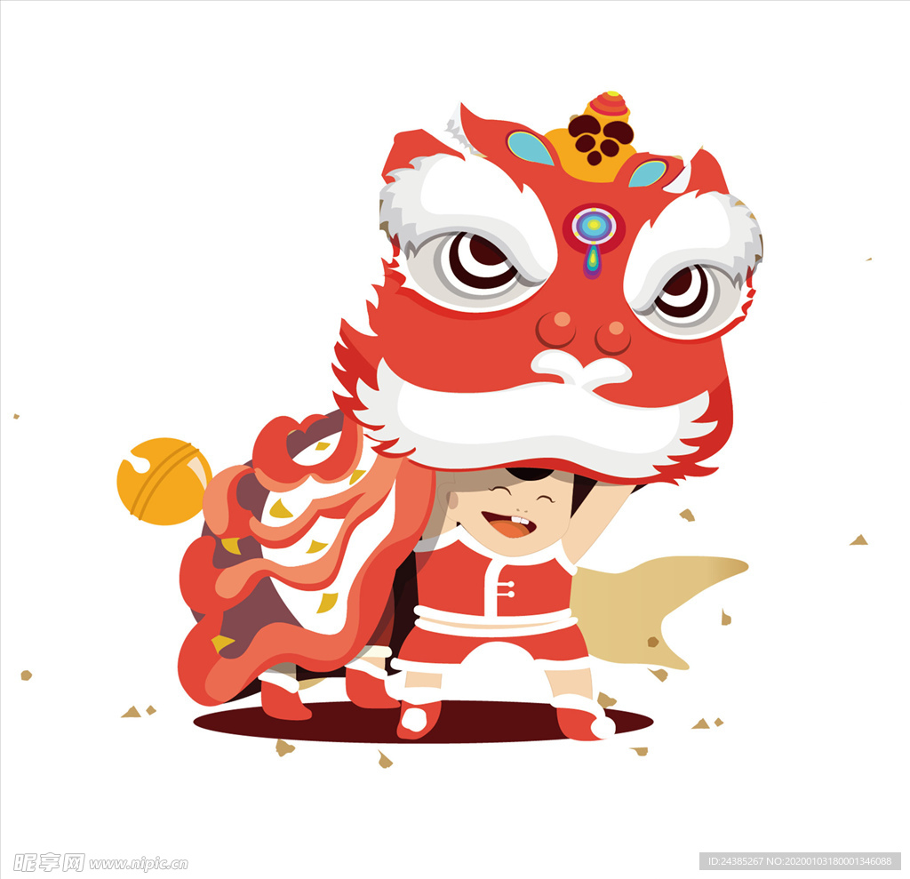 舞狮子插画