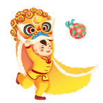 舞狮子插画