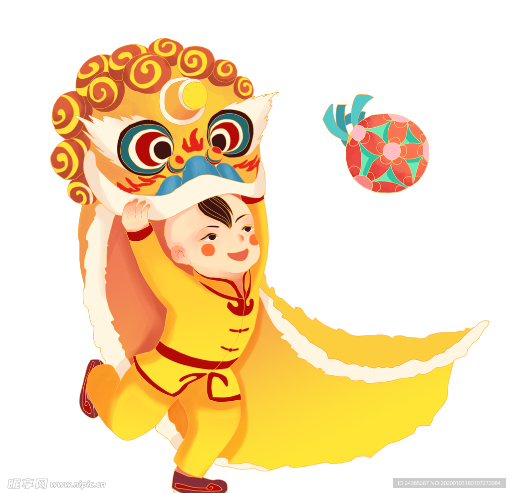 舞狮子插画
