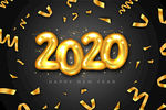 金色2020年气球艺术字矢量素