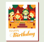 可爱儿童生日快乐祝福卡矢量素材
